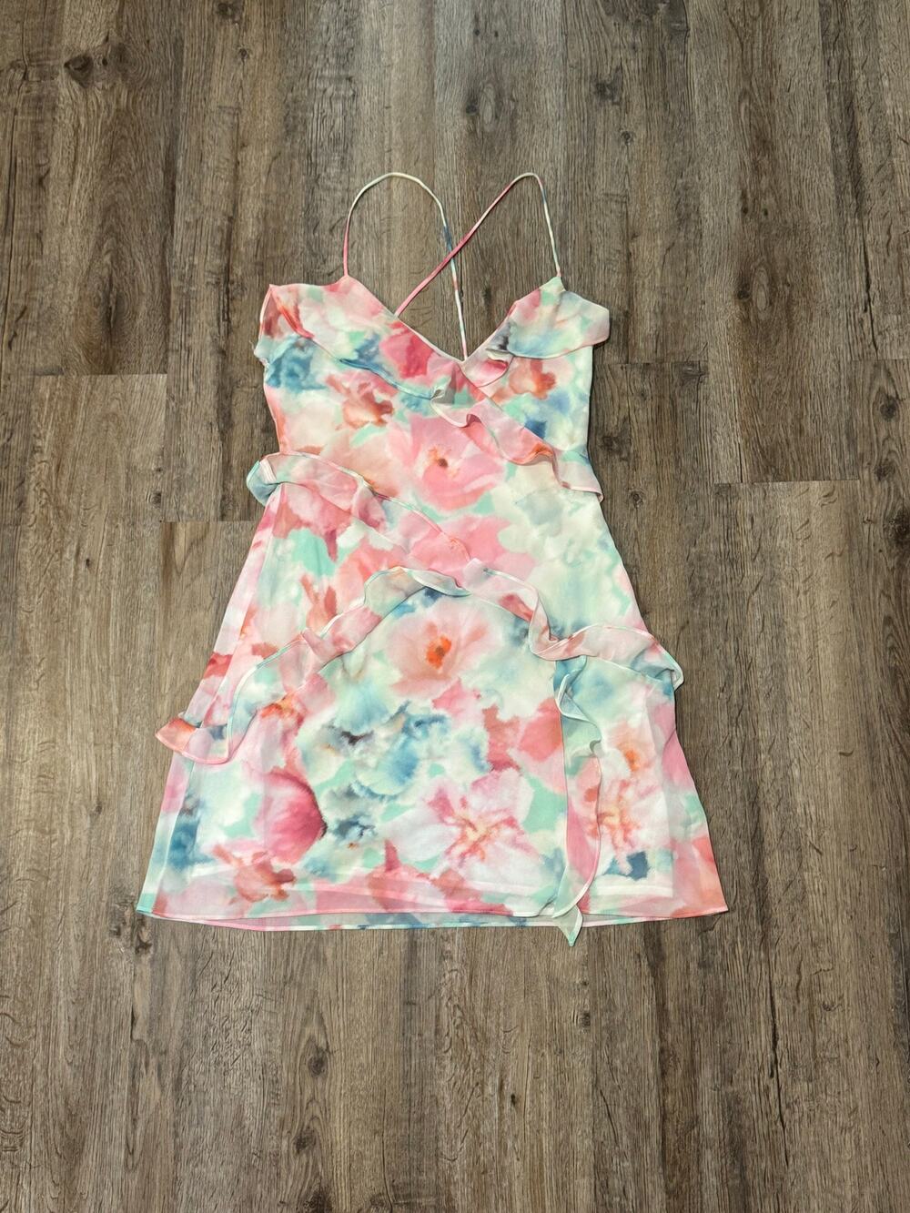 ZARA Women's Floral Ruffle Mini Dress Size Small